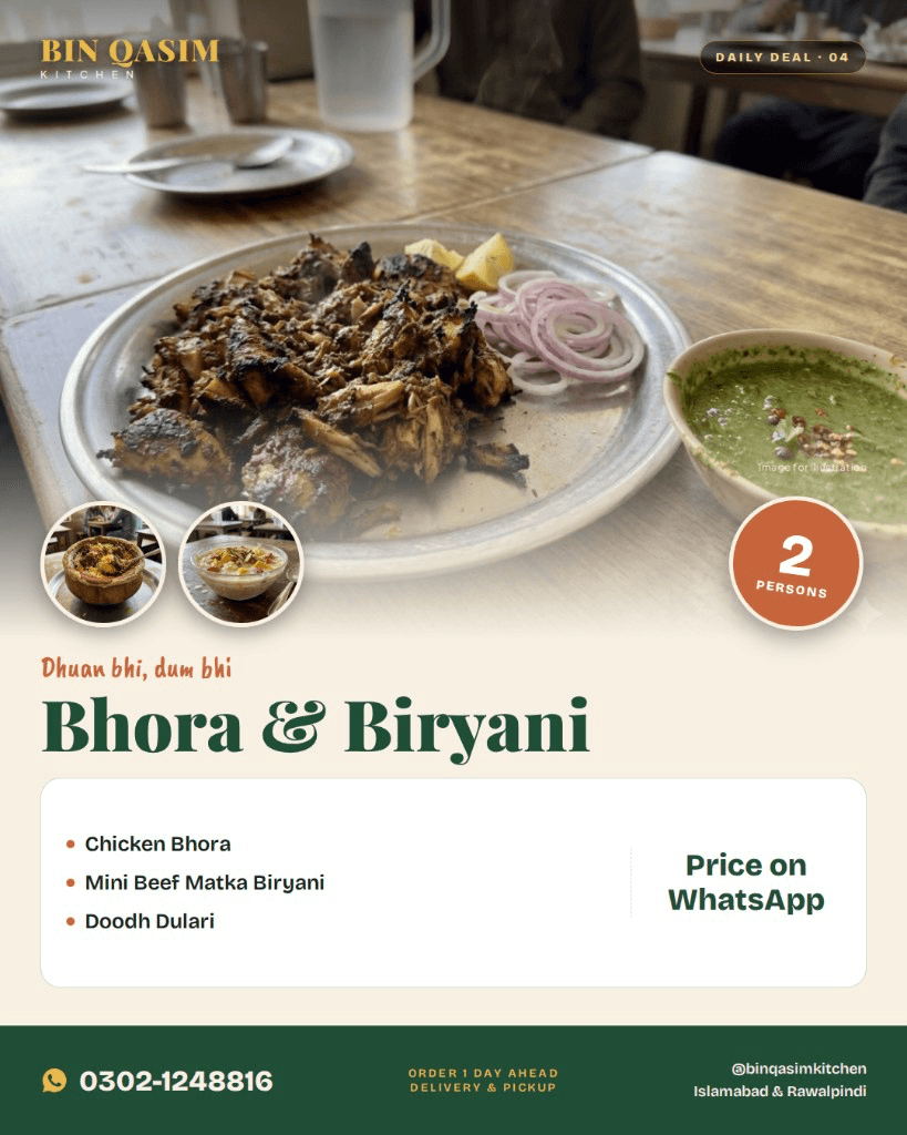 Bhora & Biryani in clay pot – Bin Qasim Kitchen Islamabad