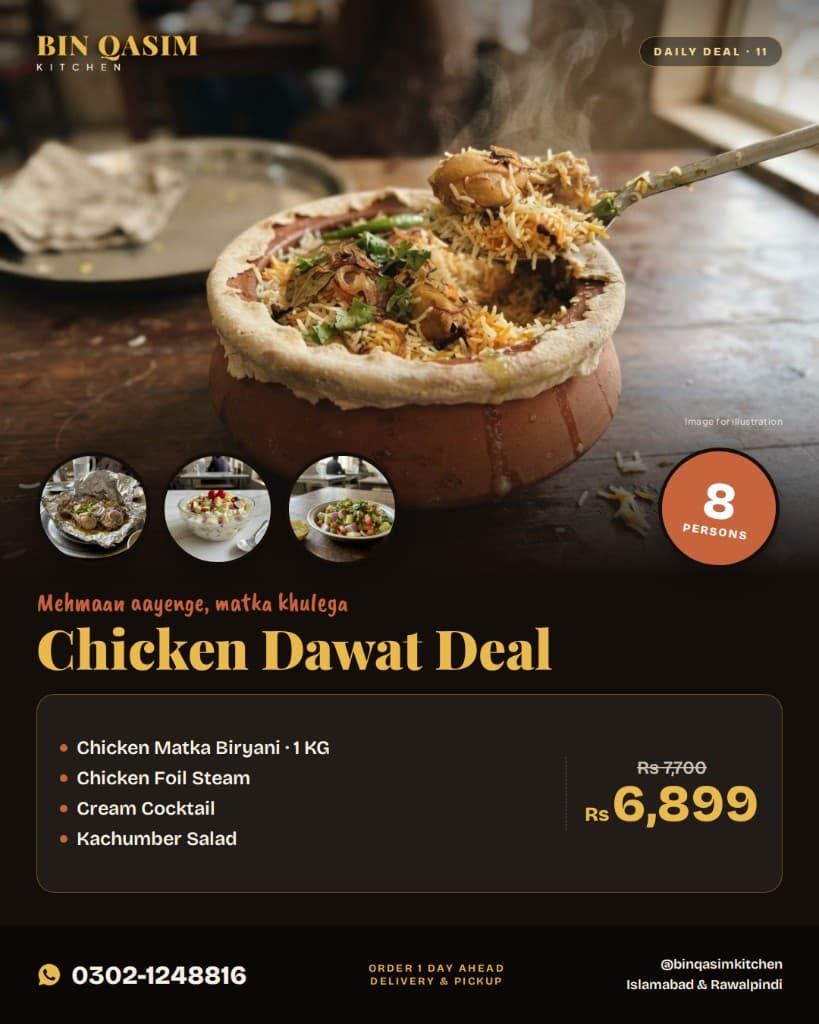 Chicken Dawat Deal in clay pot – Bin Qasim Kitchen Islamabad
