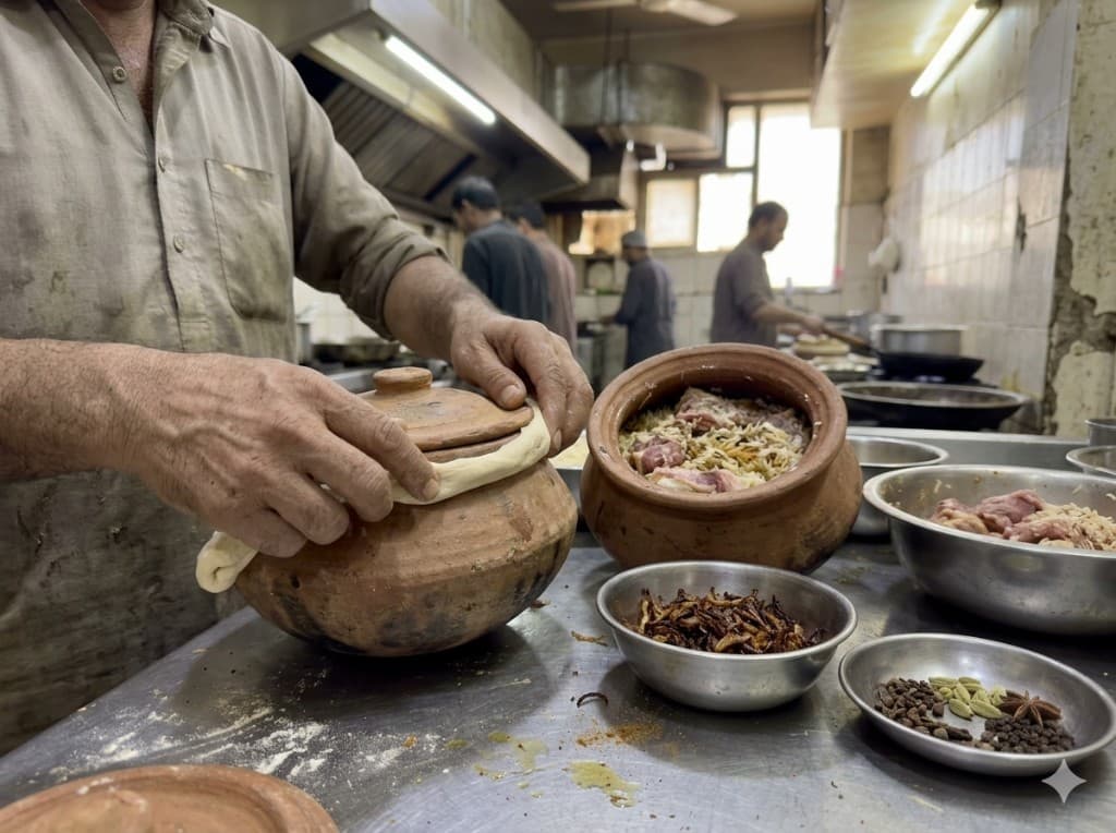 Making: Matka Biryani (1 KG) in clay pot – Bin Qasim Kitchen Islamabad